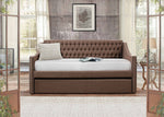 Tulney Brown Fabric Twin Daybed with Trundle