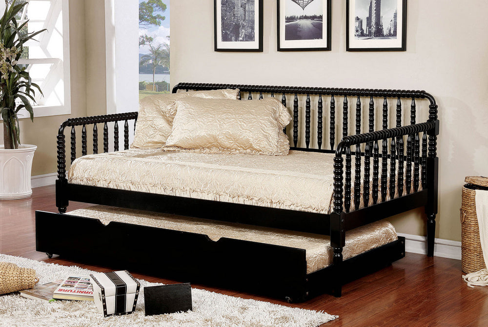 Linda Black Wood Twin Daybed with Trundle