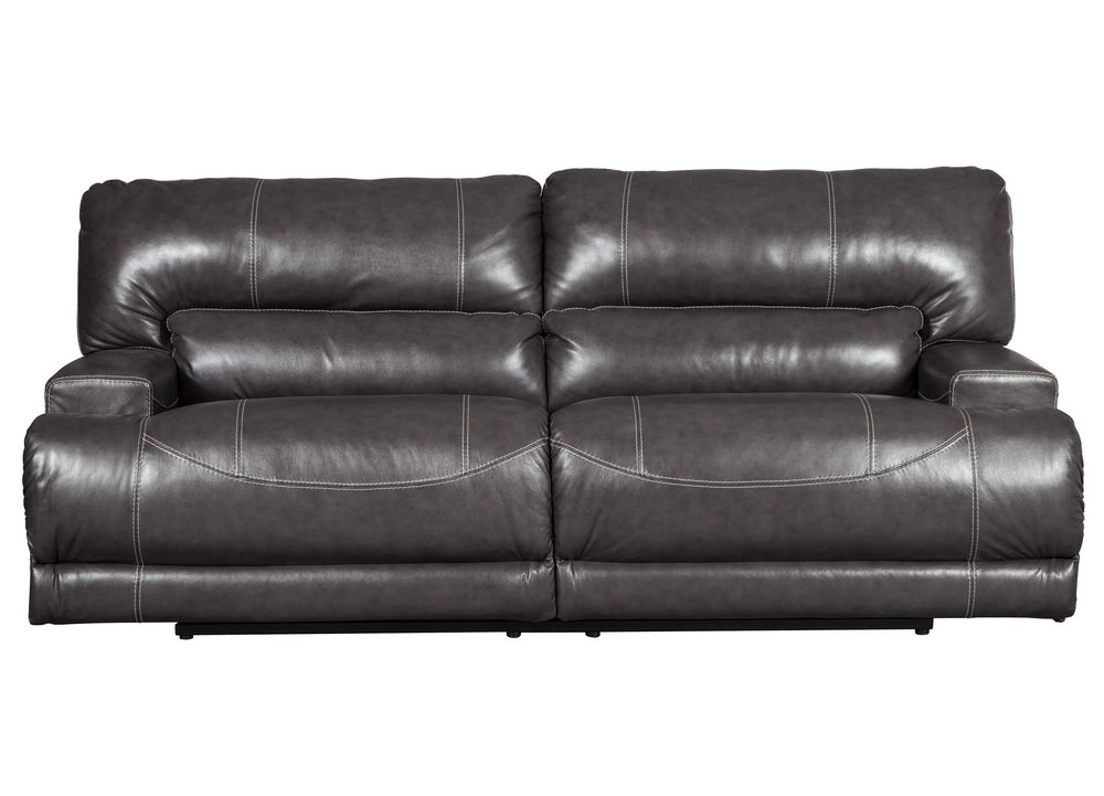 McCaskill Gray Leather 2-Seat Manual Recliner Sofa (Oversized)