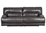 McCaskill Gray Leather 2-Seat Manual Recliner Sofa (Oversized)