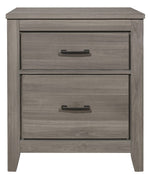 Waldorf Gray Wood 2-Drawer Nightstand