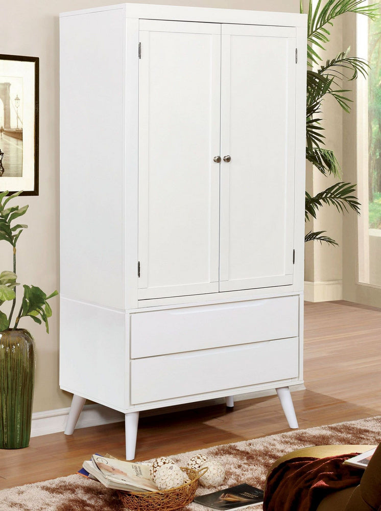 Lennart II White Wood Armoire