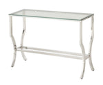 Saide Contemporary Clear Glass/Chrome Finish Sofa Table