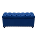 Majestic Royal Blue Velvet Lift-Top Storage Trunk