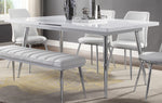 Weizor White High Gloss Wood/Chrome Metal Dining Table