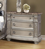 Amber Platinum Wood/Marble Nightstand