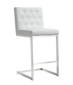 Helsinki 2 White Vegan Leather/Steel Counter Stools