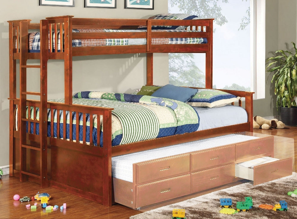 University Oak Wood Twin XL/Queen Bunk Bed