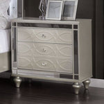 Manar Silver Wood Nightstand with 3 Drawers