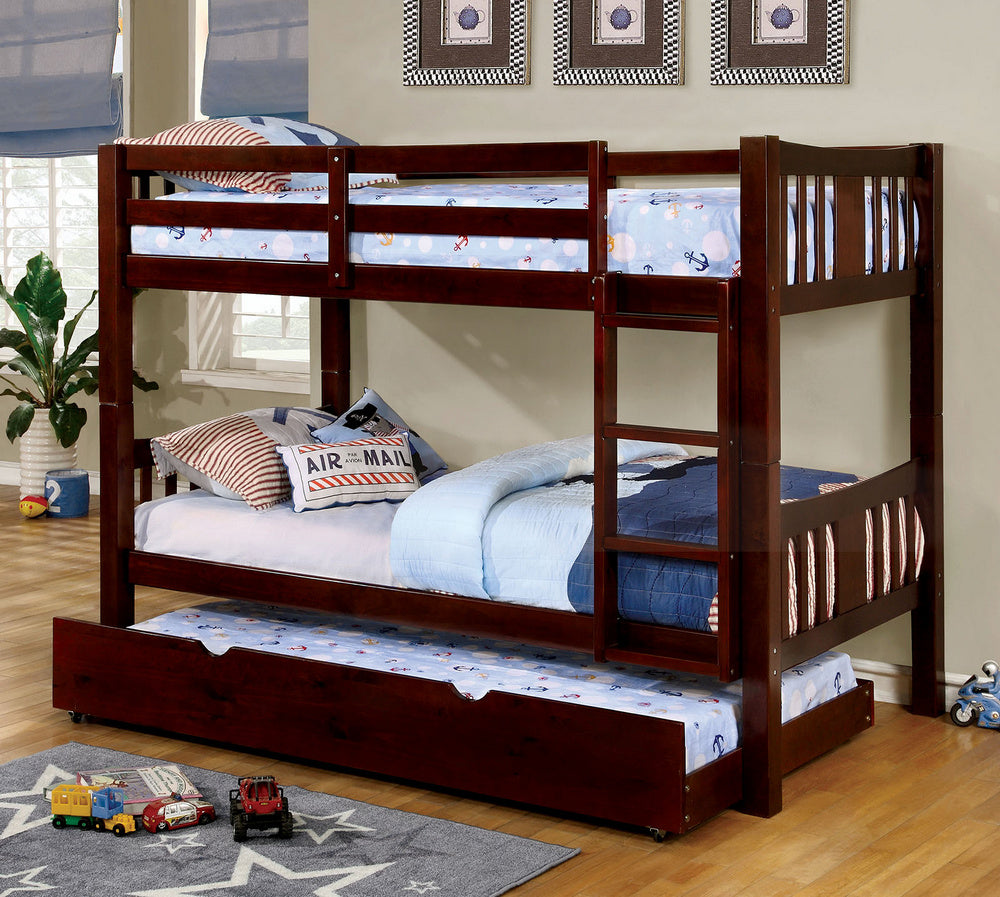 Cameron Dark Walnut Twin Bunk Bed with Trundle