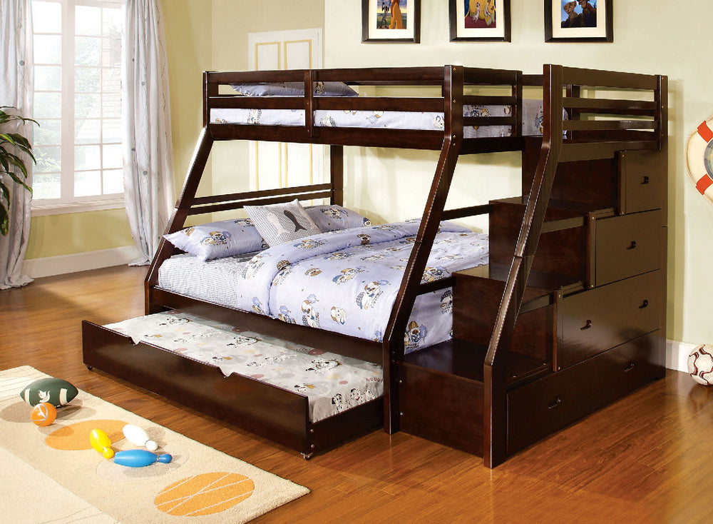 Ellington Walnut Wood Twin/Full Bunk Bed