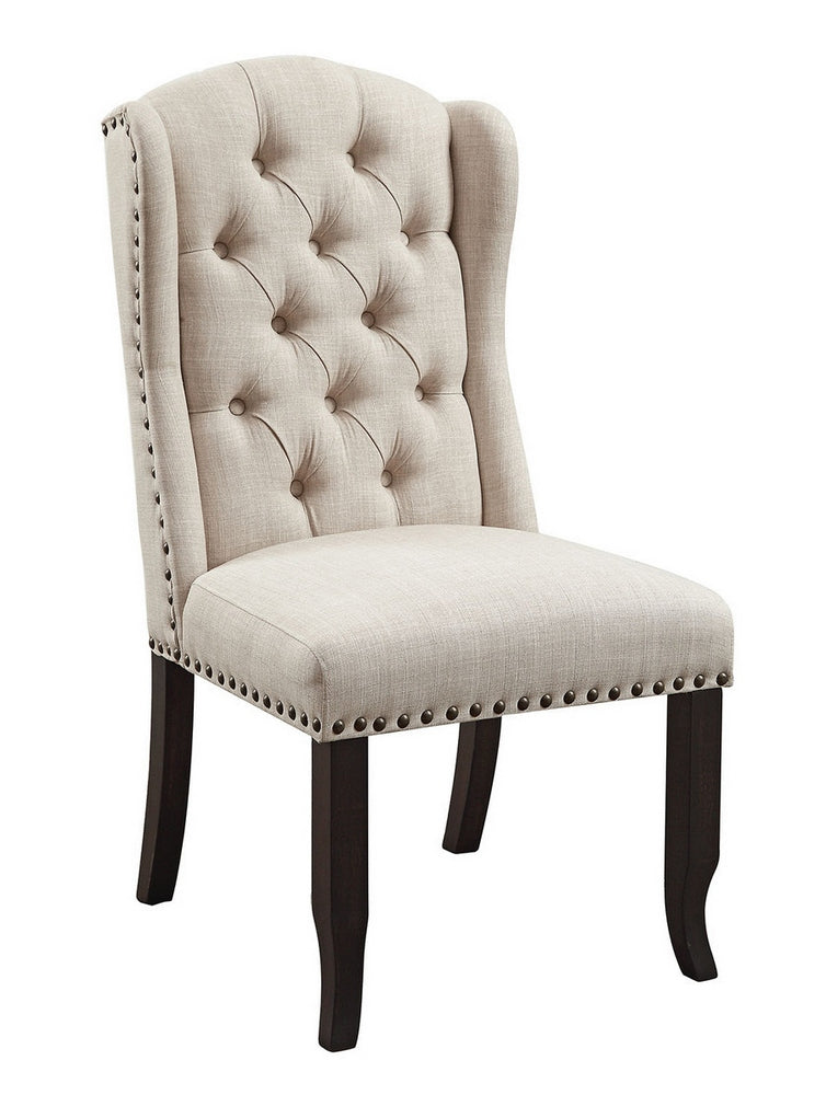 Sania 2 Ivory Fabric/Antique Black Side Chairs