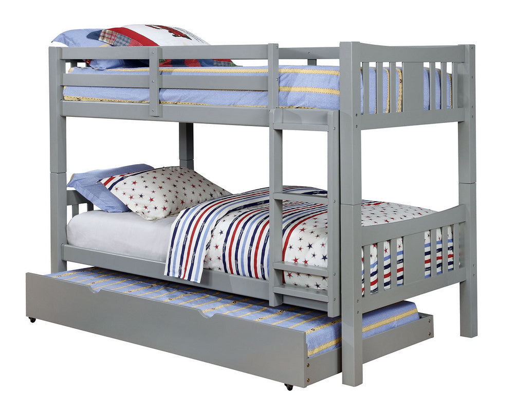 Cameron Gray Wood Twin Bunk Bed with Trundle