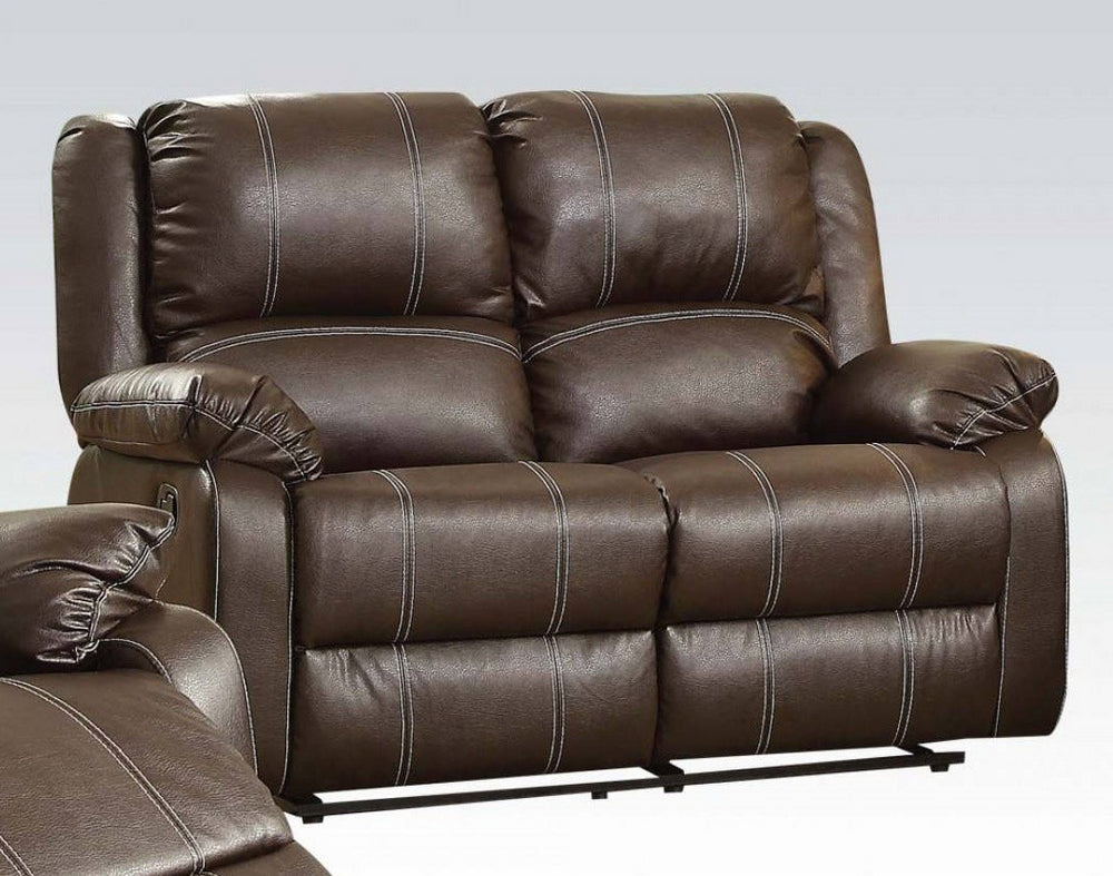 Zuriel Brown PU Leather Manual Recliner Loveseat