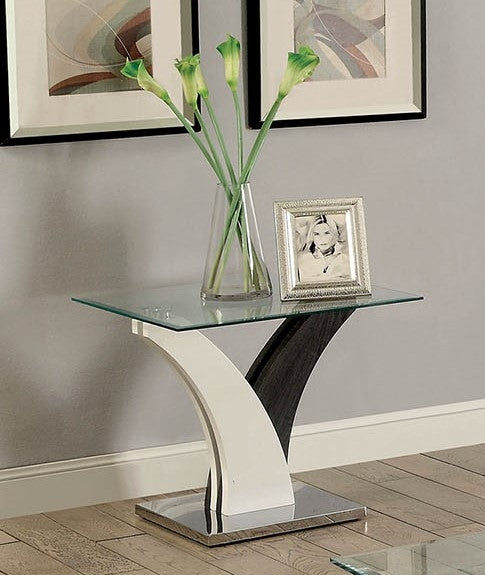 Sloane White/Dark Gray Glass End Table