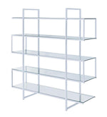 Ardor Chrome Metal Bookcase with Clear Glass Shelves