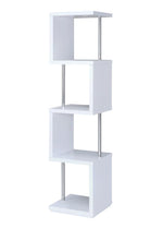 Ascend White Wood Bookcase with Chrome Details