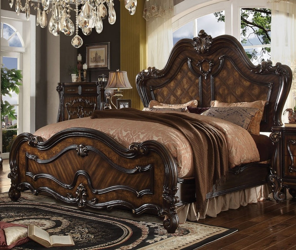 Versailles Cherry Oak Wood Queen Bed (Oversized)