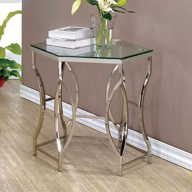 Zola Chrome Metal/Tempered Glass End Table