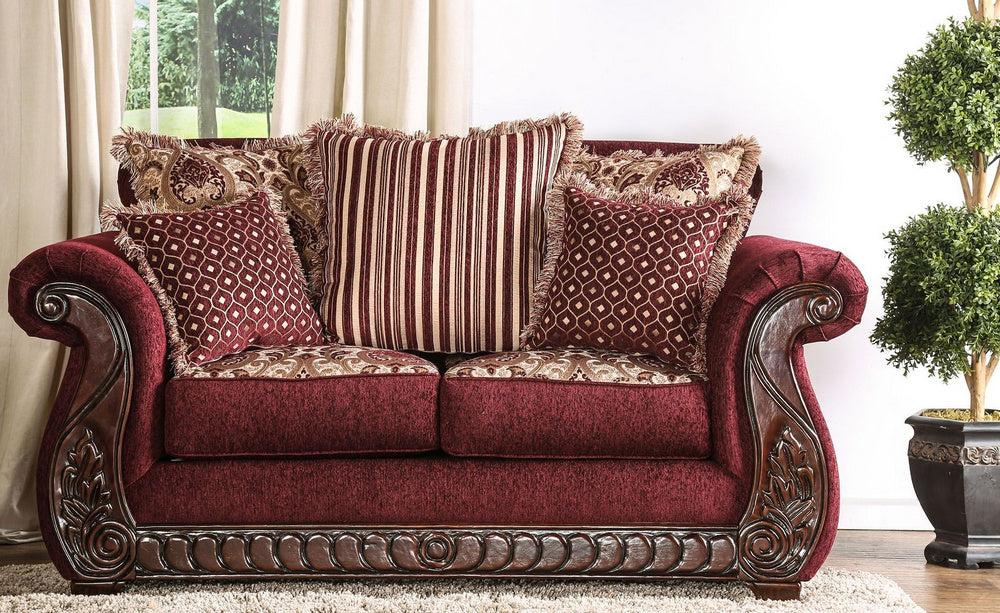 Tabitha Red Fabric Loveseat