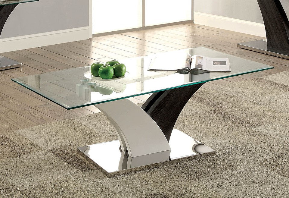 Sloane White/Dark Gray Glass Coffee Table