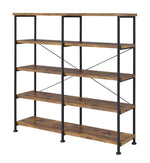 Analiese Antique Nutmeg Wood/Black Metal Double Bookcase