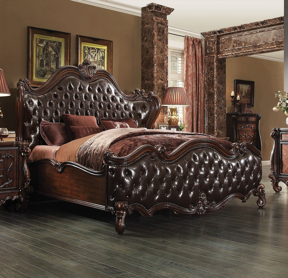 Versailles Dark Brown PU Leather Queen Bed (Oversized)