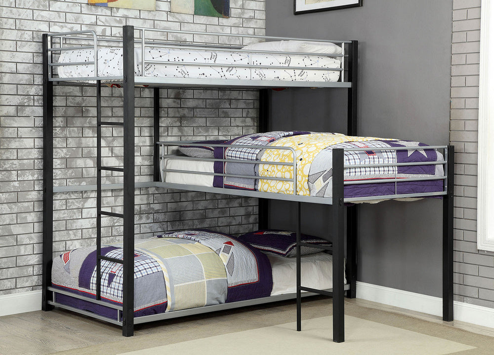 Aubrey Antique Black Metal 3-Tiered Twin Bed