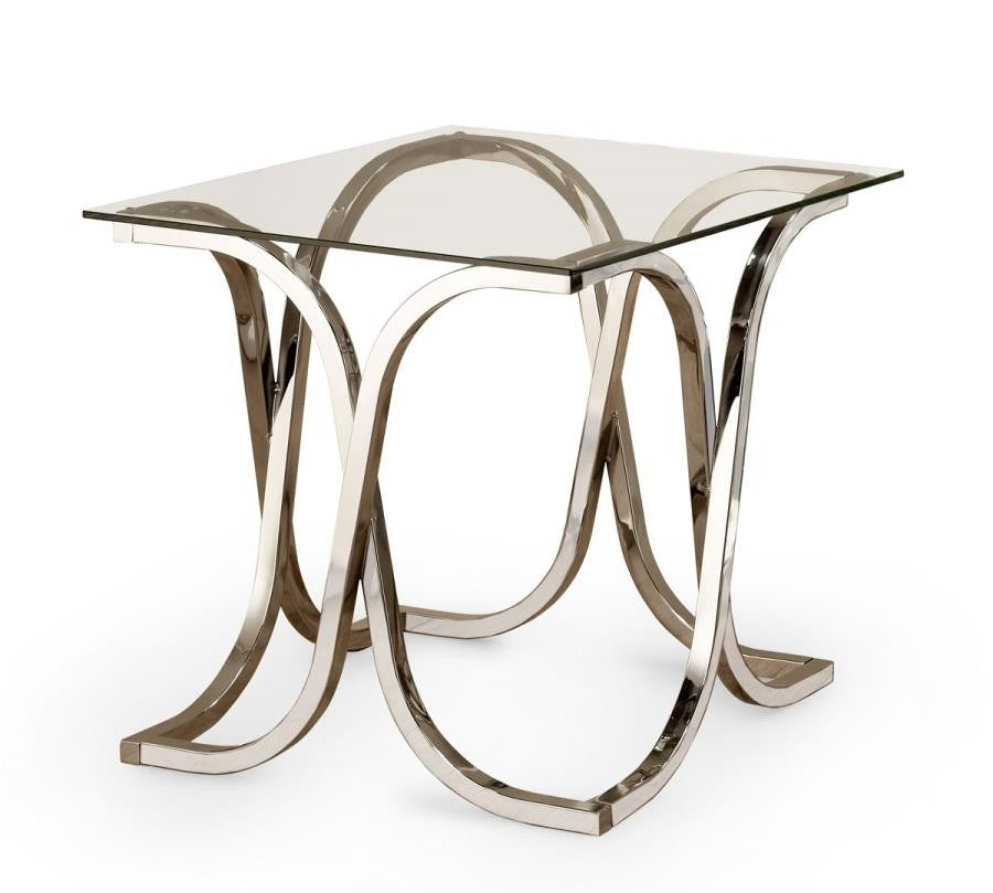 Fausta Clear Glass/Nickel Finish Square End Table