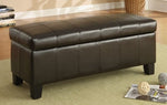 Clair Dark Brown Vinyl Covered Lift Top Storage Bench