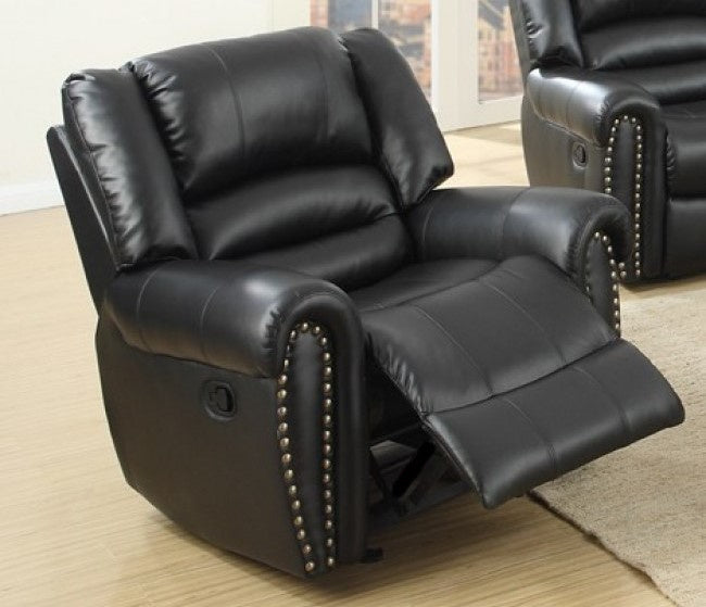 Leelo Black Bonded Leather Manual Rocker Recliner