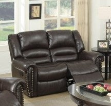 Leelo Brown Bonded Leather Manual Recliner Loveseat