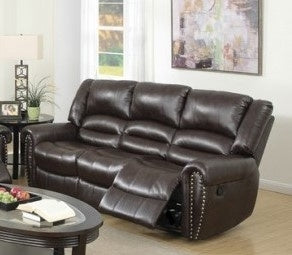 Leelo Brown Bonded Leather Manual Recliner Sofa