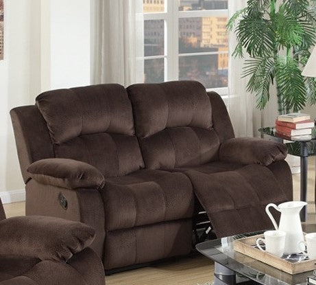 Loviise Chocolate Suede Manual Recliner Loveseat