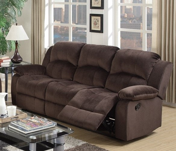 Loviise Chocolate Suede Manual Recliner Sofa