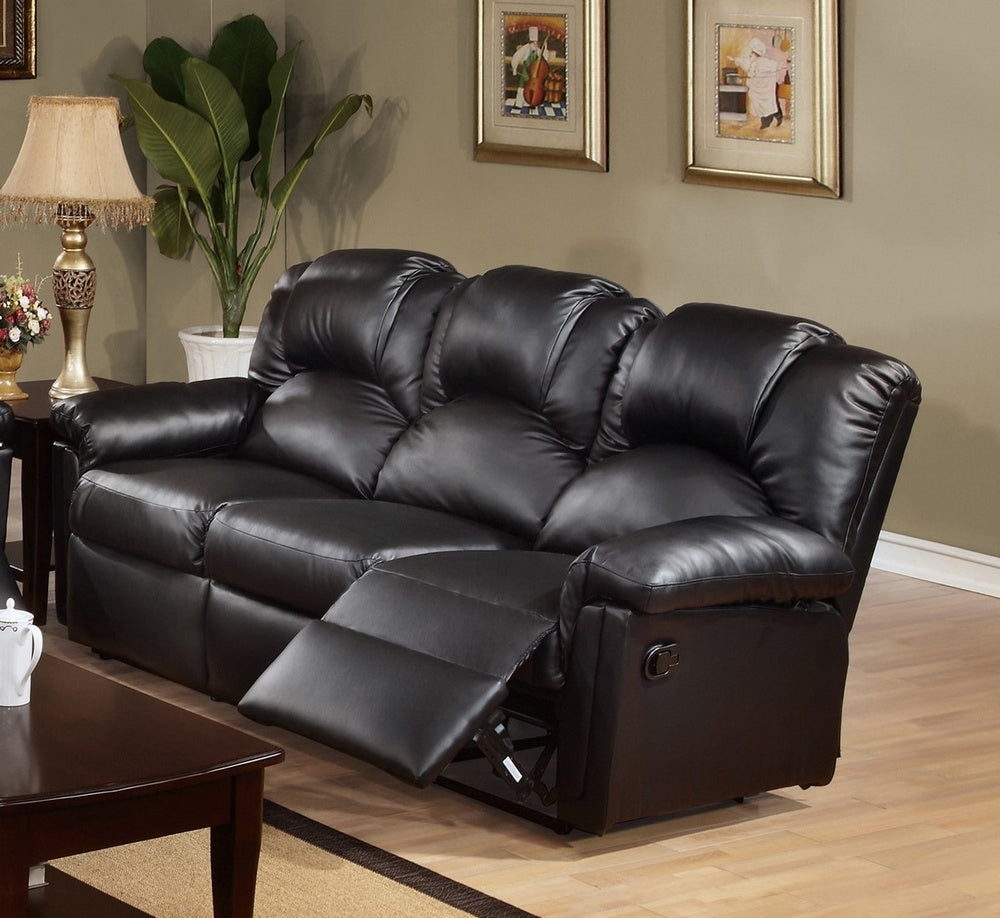 Piera Black Bonded Leather Manual Recliner Sofa