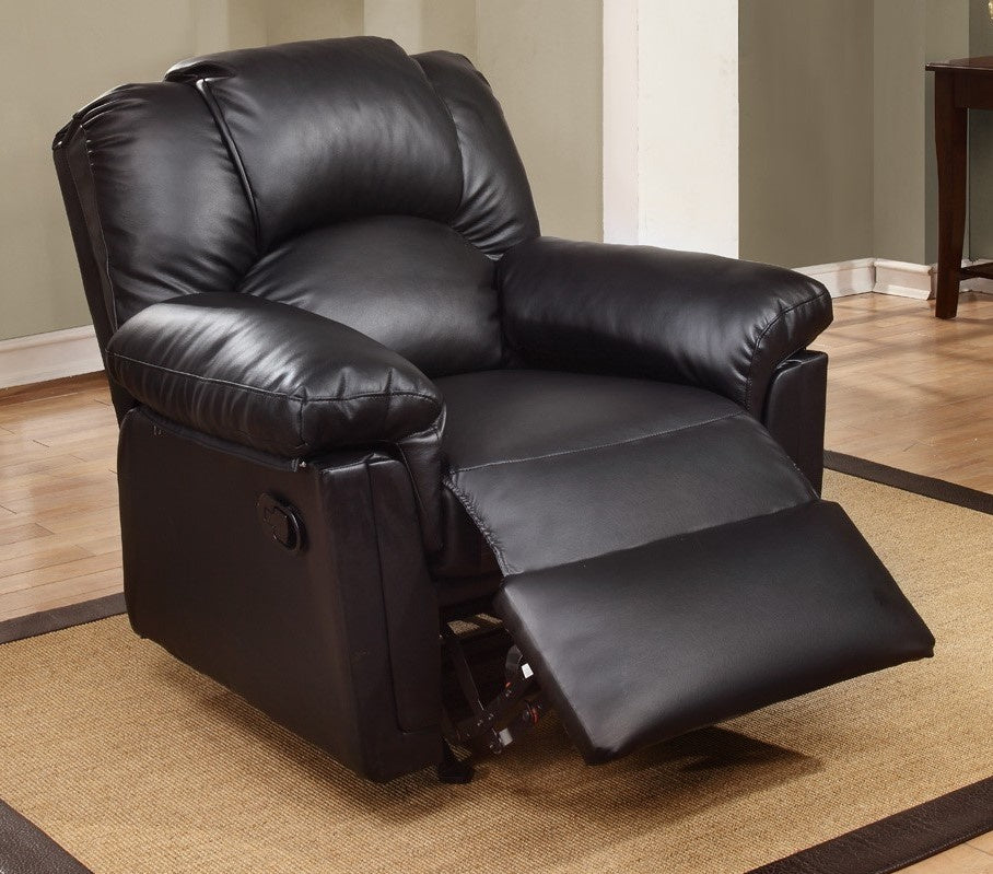 Piera Black Bonded Leather Manual Glider Recliner