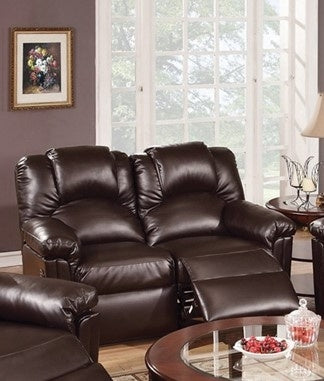 Piera Espresso Bonded Leather Manual Recliner Loveseat