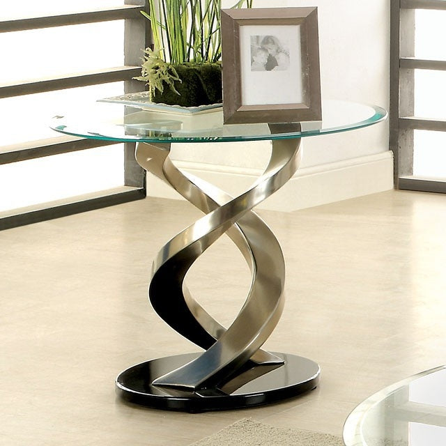 Nova Contemporary Silver Metal/Glass End Table