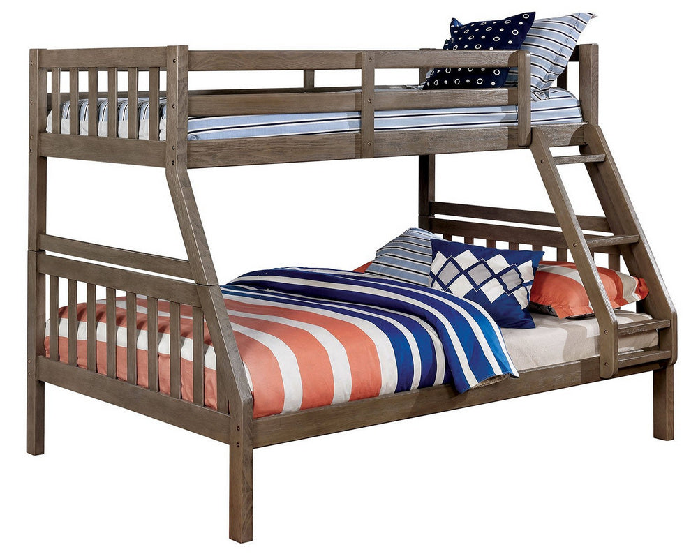 Emilie Warm Gray Wood Twin/Full Bunk Bed