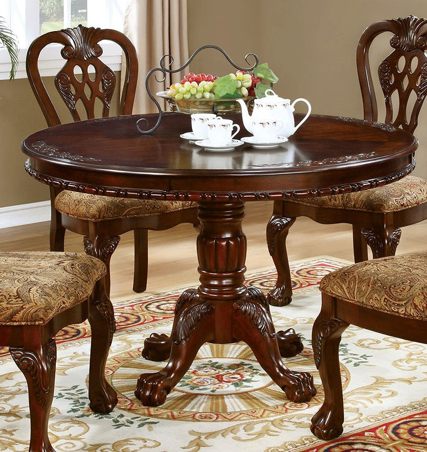 Elana Brown Cherry Wood Round Dining Table