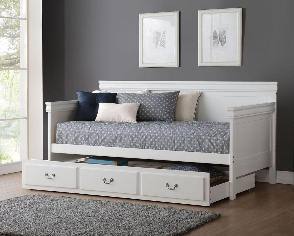 Bailee White Wood Twin Daybed with Trundle