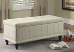 Afton Cream Fabric Lift Top Storage Bench