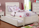 Brogan Antique White Wood Twin Bed w/Trundle