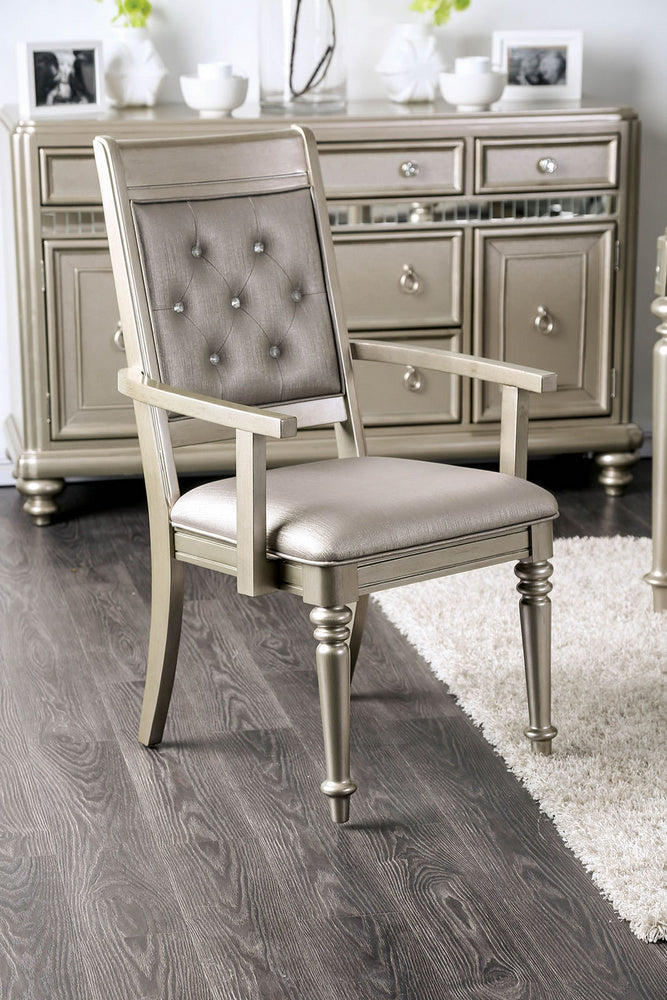 Xandra 2 Silver Wood/Leatherette Arm Chairs