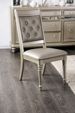 Xandra 2 Silver Wood/Leatherette Side Chairs