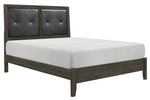 Edina Black Faux Leather/Dark Gray Wood Full Bed