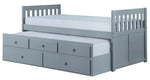 Orion Gray Wood Twin Captains Bed w/Trundle & 2 Drawers