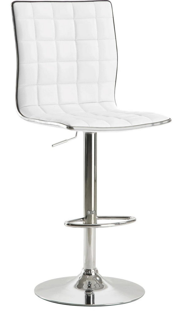 Scout 2 Chrome Bar Stools with White Leatherette Covered Seat