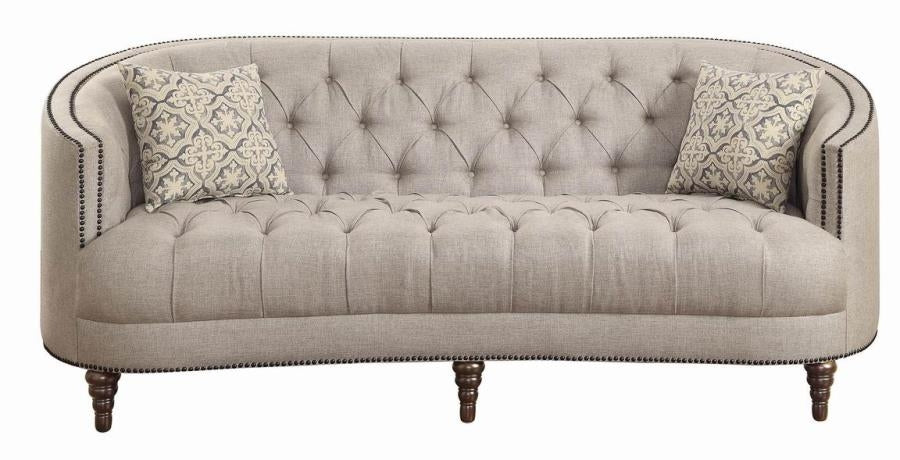 Avonlea Grey Fabric Sofa with Accent Pillows